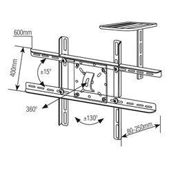 Imagem de Suporte para tv articulado de 10" até 85" + suporte p/ receptor e dvd - sbrp430 - brasforma