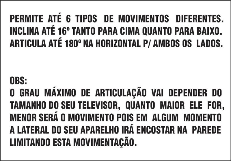 Imagem de Suporte para Tv - Articulado de parede ou painél, para Tv's de 10" a 65" - Ref: 3065