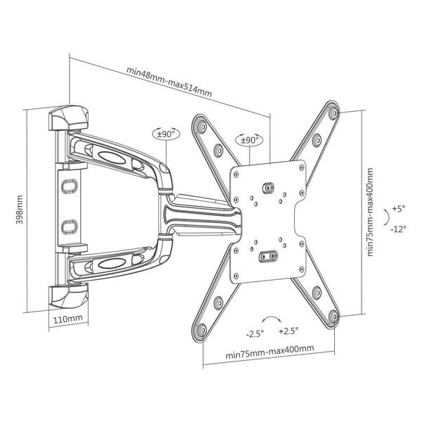 Imagem de Suporte para TV Articulado LED, LCD, Plasma, de 23 a 55