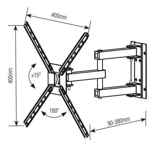 Imagem de Suporte Para Tv Lcd De 10" A 55" Sbrp140 Preto - Articulado, 4 Movimentos - Inclinação De Até 15