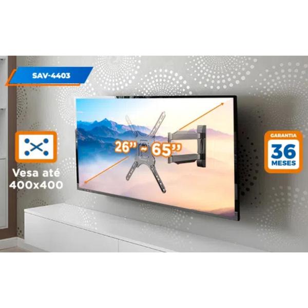 Imagem de Suporte para TV Tri Articulado Braço 620mm 26 a 65" SAV-4403