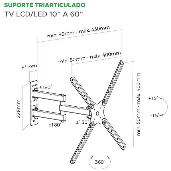 Imagem de Suporte para TV Tri Articulado de 10 Até 60"