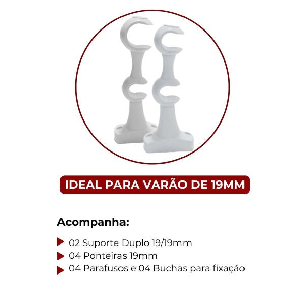 Imagem de Suporte para varão duplo 19mm polywood