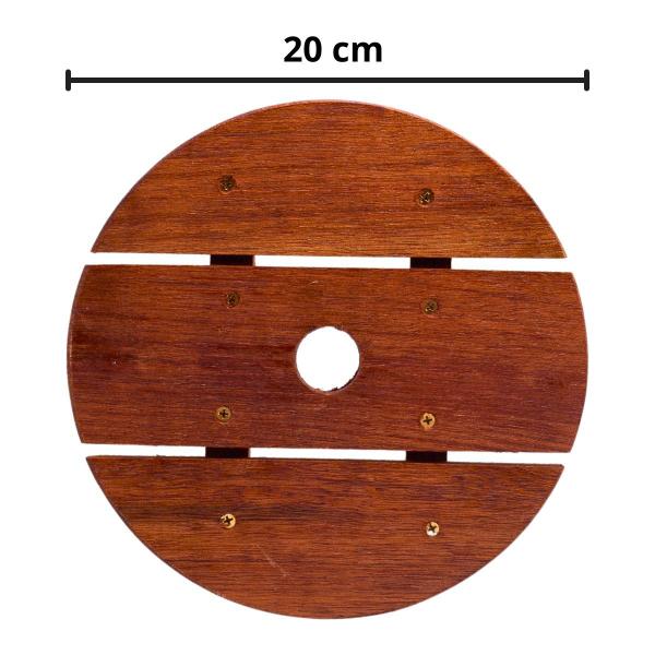 Imagem de Suporte para Vaso de Plantas Redondo em Madeira Rodinhas Gel 20 cm