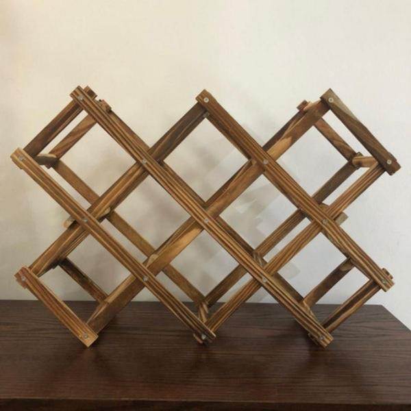 Suporte Para Vinhos Com 8 Divisórias Em Madeira Retrátil - Wellmix Imagem de Suporte Para Vinhos Com 8 Divisórias Em Madeira Retrátil