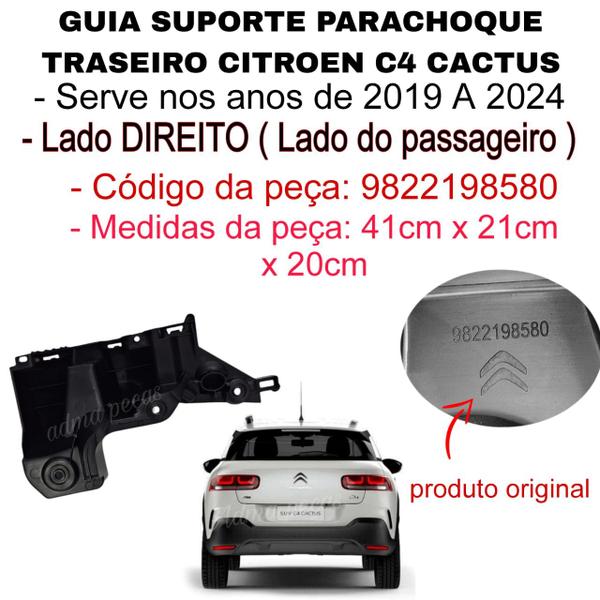 Imagem de Suporte Parachoque Traseiro Citroen C4 Cactus 2019 2020 2021 2022 2023 2024 Lado Direito original