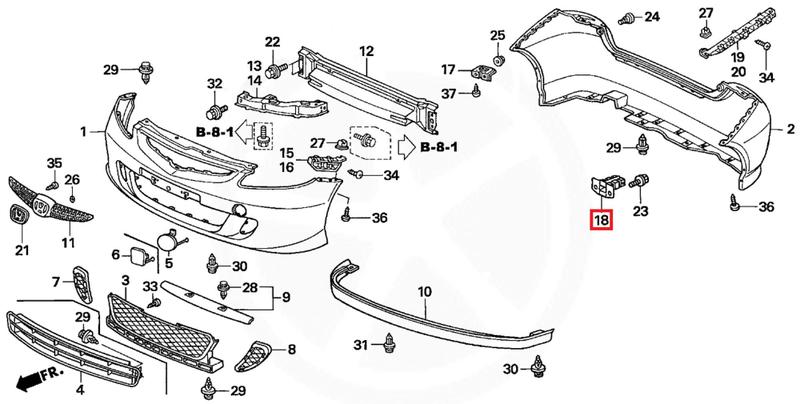 Imagem de Suporte Parachoque Traseiro Honda Fit 03 a 08 Original 71550SADM00ZZ