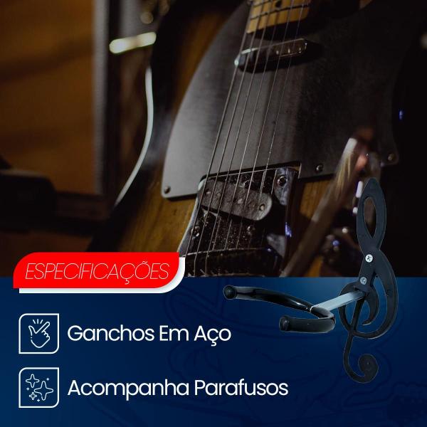 Suporte Parede Forte Violão Guitarra Violino Baixo Clave Sol - Thida Imagem de Suporte Parede Forte Violão Guitarra Violino Baixo Clave Sol