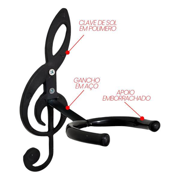 Suporte Parede Forte Violão Guitarra Violino Baixo Clave Sol - Thida Imagem de Suporte Parede Forte Violão Guitarra Violino Baixo Clave Sol