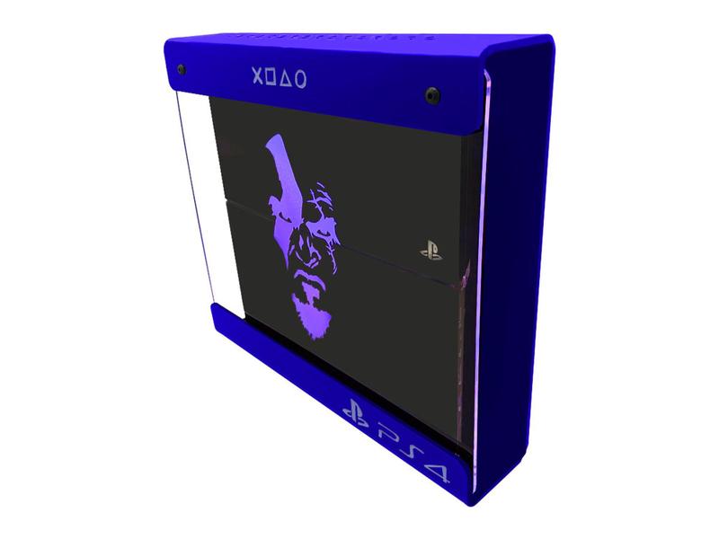 Imagem de Suporte Parede Iluminado Shield Ps4 Slim - Azul - Azul - God Of War (face)