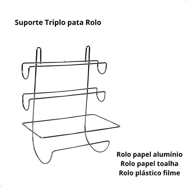 Imagem de Suporte Parede Para Papel Toalha Triplo Inox MM Passerini