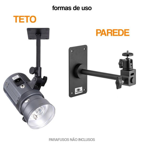 Imagem de Suporte Parede Teto Para Câmera Webcam Softbox Com Mini Ballhead Greika