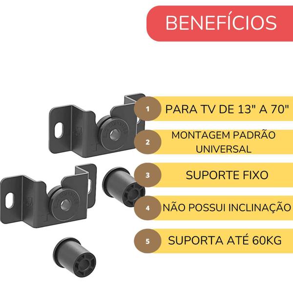 Imagem de Suporte Parede Tv Lcd Led Monitor Universal Até 70 Polegadas