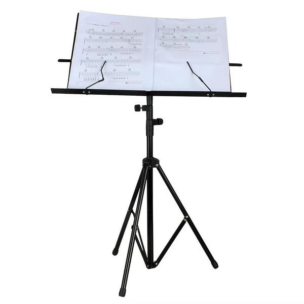 Imagem de Suporte partitura tripe pedestal estante notebook tablet retratil ajustavel maestro orquestra ensaio batuta com capa pro