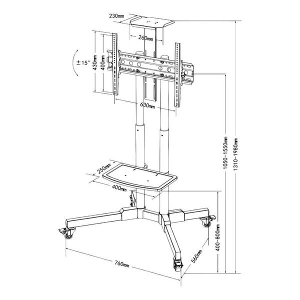 Imagem de Suporte Pedestal Para Tv 32 A 70 Com Rodízios Rack-100