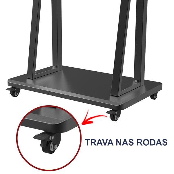 Imagem de Suporte Pedestal Reforçado p/ Tv 60" a 75" c/ Rodizios e Prateleira