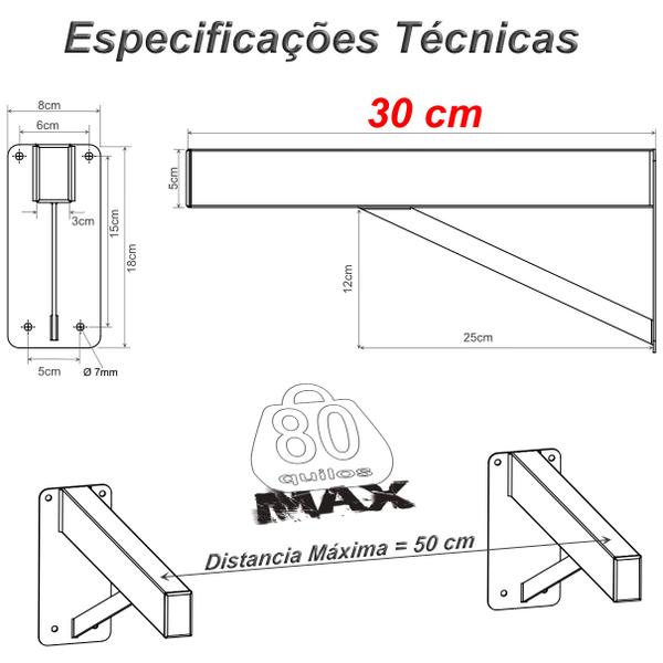 Imagem de SUPORTE PIA PARAFUSAR BANCADA APARADOR 30 CM Branco