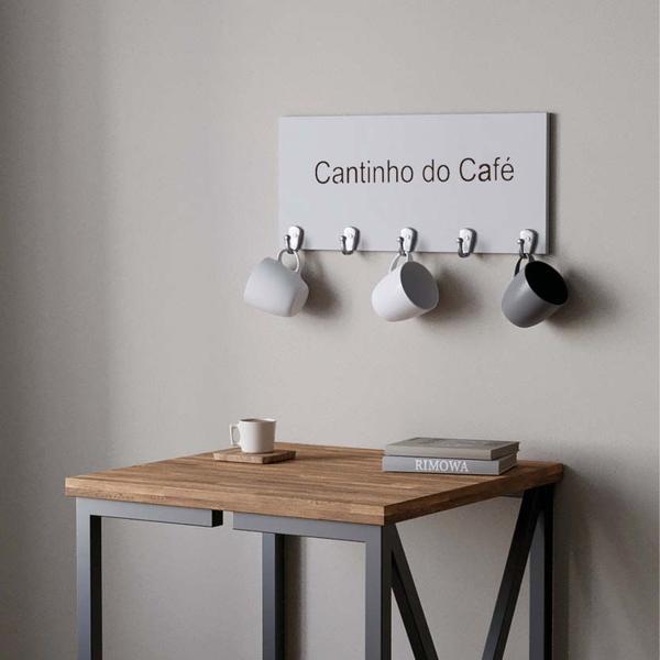 Imagem de Suporte Porta Canecas e Xícaras MDF Branco Cantinho do Café P05D Marrom - Ahazzo Móveis