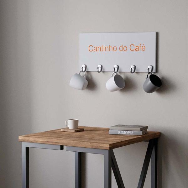 Imagem de Suporte Porta Canecas e Xícaras MDF Branco Cantinho do Café P05F Laranja - Ahazzo Móveis