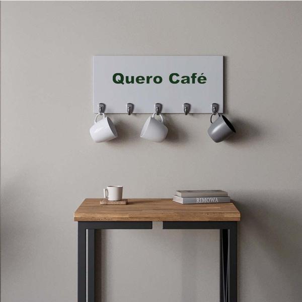 Imagem de Suporte Porta Canecas e Xícaras MDF Branco Quero Café P02B Verde - Ahazzo Móveis