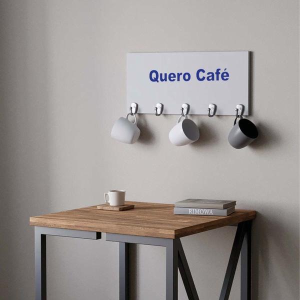 Imagem de Suporte Porta Canecas e Xícaras MDF Branco Quero Café P02J Azul Marinho - Ahazzo Móveis