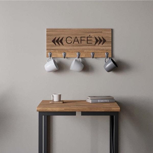 Imagem de Suporte Porta Canecas e Xícaras MDF Castanho Café P10D Marrom - Ahazzo Móveis