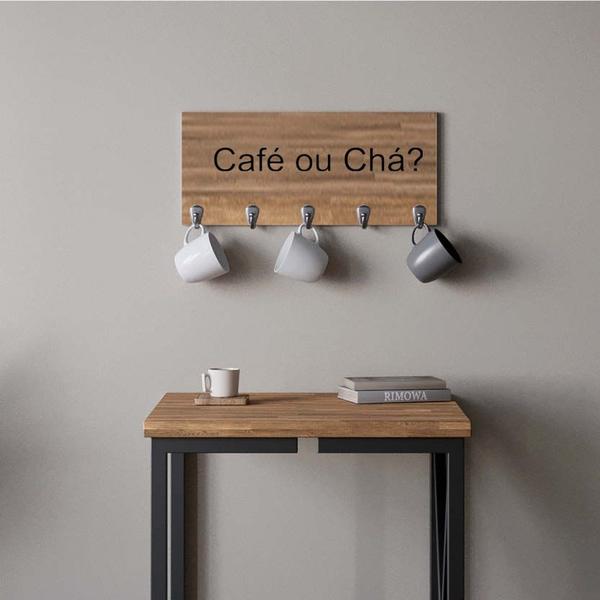 Imagem de Suporte Porta Canecas e Xícaras MDF Castanho Chá ou Café P08H Preto - Ahazzo Móveis