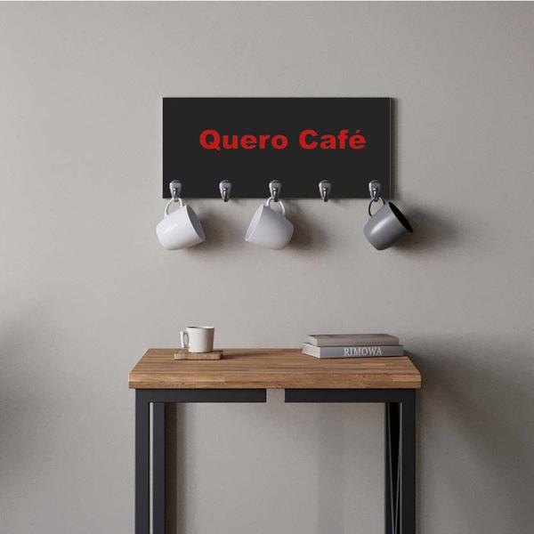 Imagem de Suporte Porta Canecas e Xícaras MDF Preto Café P01A Vermelho - Ahazzo Móveis