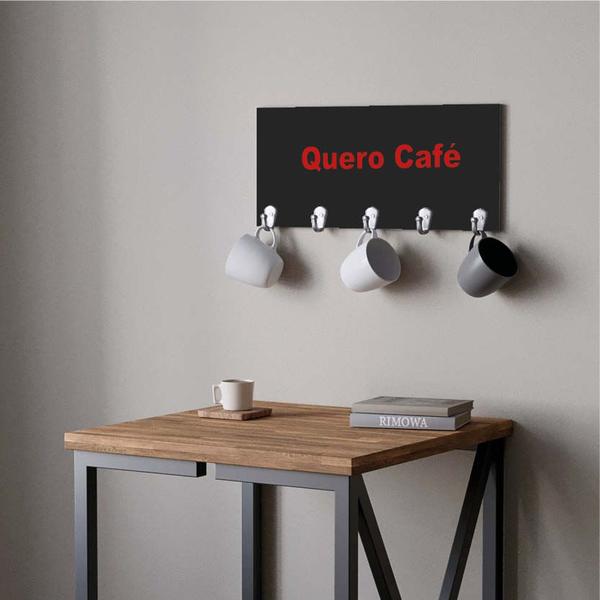 Imagem de Suporte Porta Canecas e Xícaras MDF Preto Café P01A Vermelho - Ahazzo Móveis