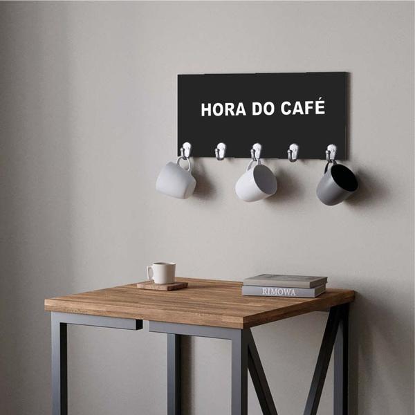 Imagem de Suporte Porta Canecas e Xícaras MDF Preto Hora do Café P04C Branco - Ahazzo Móveis