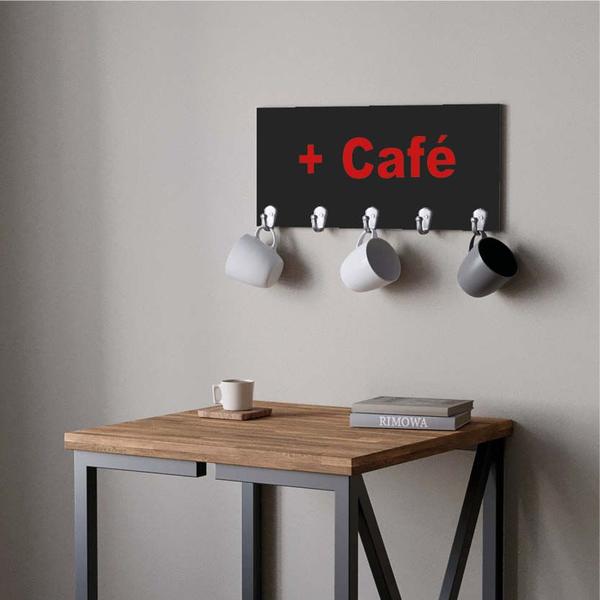 Imagem de Suporte Porta Canecas e Xícaras MDF Preto Mais Café P03A Vermelho - Ahazzo Móveis