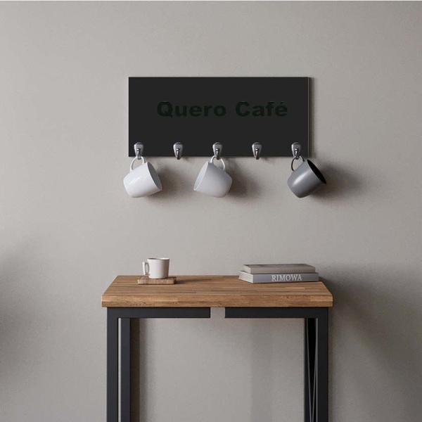 Imagem de Suporte Porta Canecas e Xícaras MDF Preto Quero Café P02I Verde Militar - Ahazzo Móveis