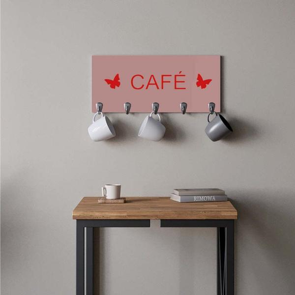 Suporte Porta Canecas e Xícaras MDF Rose Café P11A Vermelho - Ahazzo Móveis Imagem de Suporte Porta Canecas e Xícaras MDF Rose Café P11A Vermelho - Ahazzo Móveis