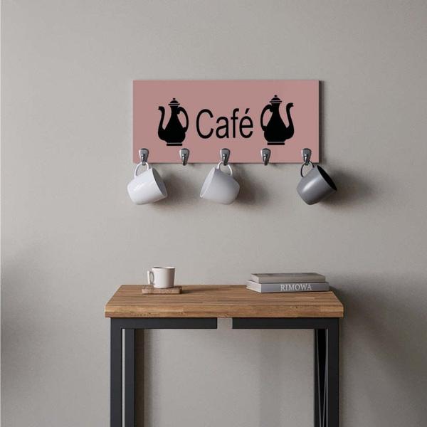 Imagem de Suporte Porta Canecas e Xícaras MDF Rose Café P16H Preto - Ahazzo Móveis