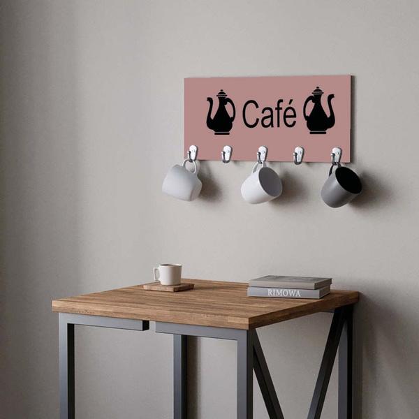 Imagem de Suporte Porta Canecas e Xícaras MDF Rose Café P16H Preto - Ahazzo Móveis