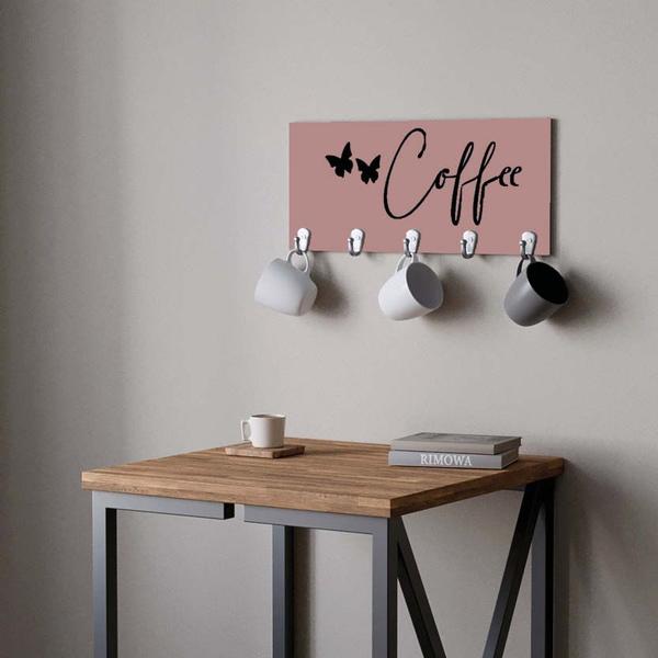 Imagem de Suporte Porta Canecas e Xícaras MDF Rose Coffee P13H Preto - Ahazzo Móveis