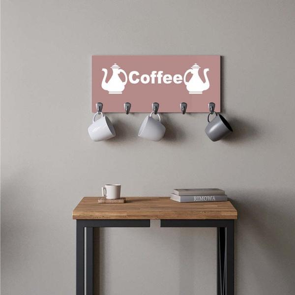 Imagem de Suporte Porta Canecas e Xícaras MDF Rose Coffee P19C Branco - Ahazzo Móveis