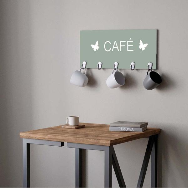 Imagem de Suporte Porta Canecas e Xícaras MDF Verde Café P11C Branco - Ahazzo Móveis