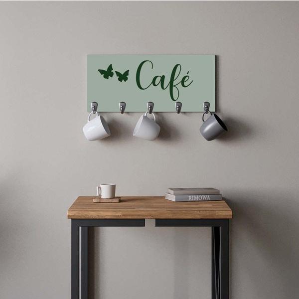 Imagem de Suporte Porta Canecas e Xícaras MDF Verde Café P14B Verde - Ahazzo Móveis