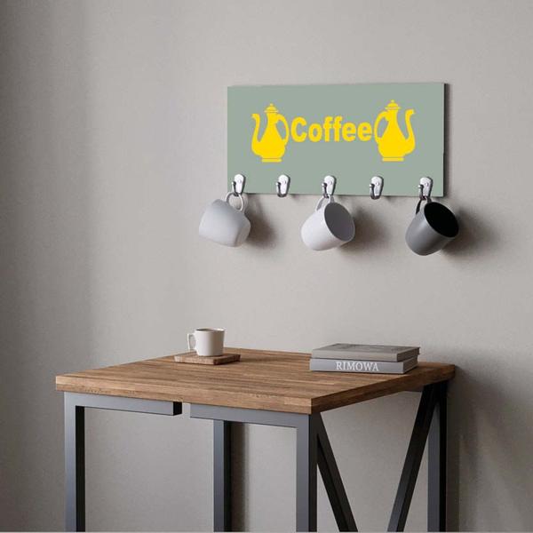 Imagem de Suporte Porta Canecas e Xícaras MDF Verde Coffee P19G Amarelo - Ahazzo Móveis