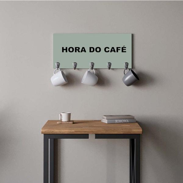 Imagem de Suporte Porta Canecas e Xícaras MDF Verde Hora do Café P04H Preto - Ahazzo Móveis