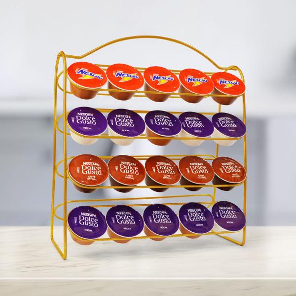 Imagem de Suporte Porta Cápsulas Dolce Gusto 40 Unidades Dourado para Cantinho do Café