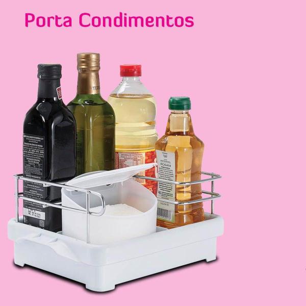 Suporte Porta Condimentos para Cozinha Branco Azeite Vinagre Sal Temperos Utimil Imagem de Suporte Porta Condimentos para Cozinha Branco Azeite Vinagre Sal Temperos Utimil