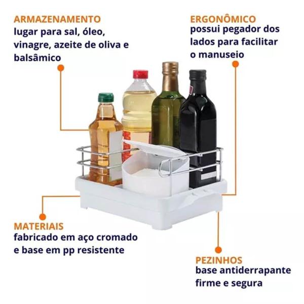 Suporte Porta Condimentos para Cozinha Branco Azeite Vinagre Sal Temperos Utimil Imagem de Suporte Porta Condimentos para Cozinha Branco Azeite Vinagre Sal Temperos Utimil