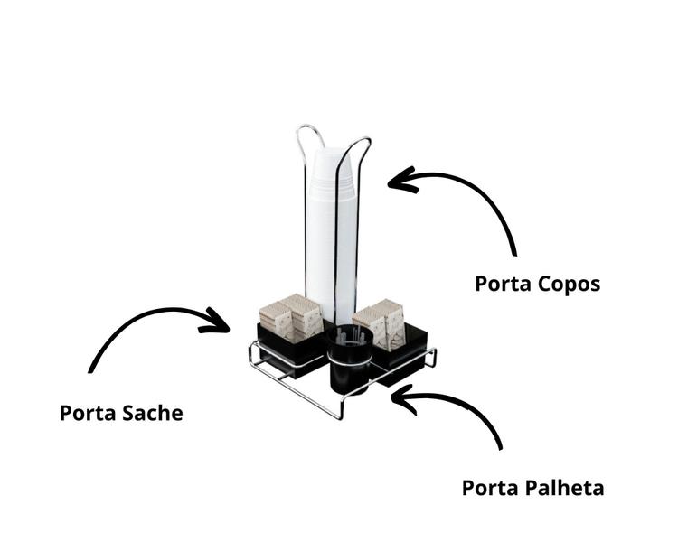 Imagem de Suporte Porta Copos Copinhos Descartáveis Café Chá Organizador Sache