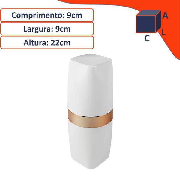 Imagem de Suporte Porta Escova Creme Dental Banheiro Branco Rose Gold