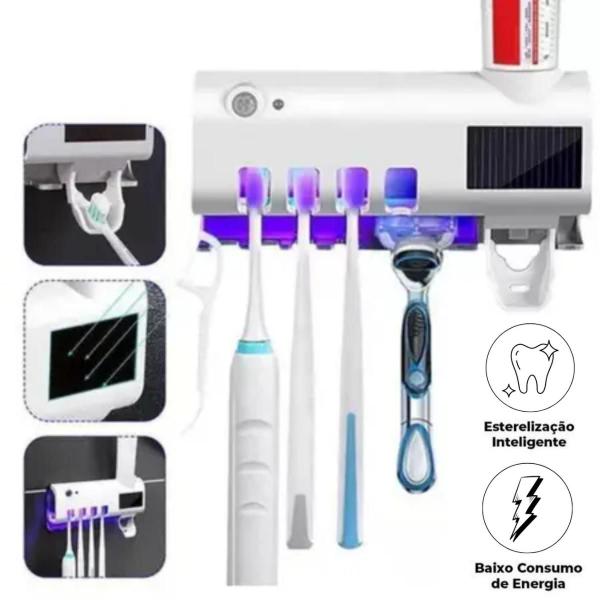 Imagem de Suporte Porta Escova de Dente UV com Dispenser Automático  Ótima Capacidade