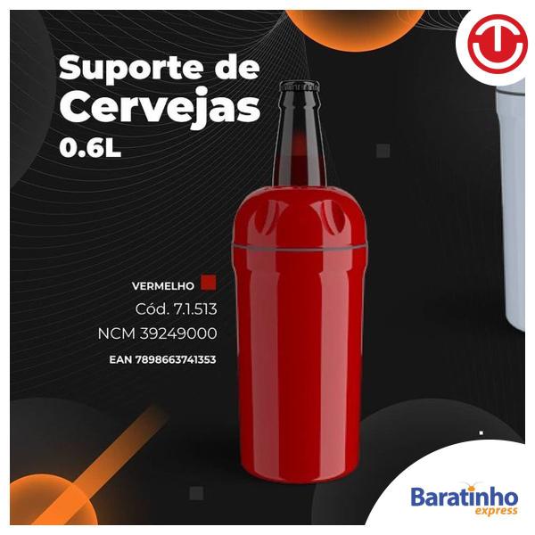 Imagem de Suporte Porta Garrafa Térmico 600ml Vermelho Para Cerveja