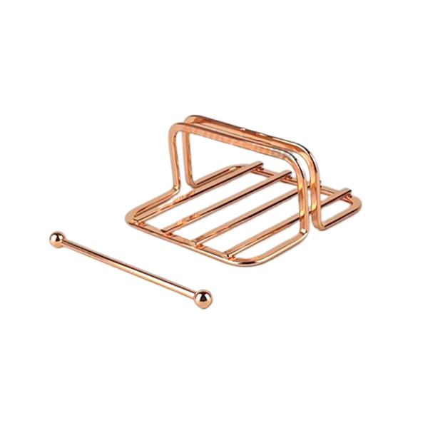 Imagem de Suporte Porta Guardanapo Pequeno Com Peso Café Cozinha Cobre Rosé Gold 1611rg - Future