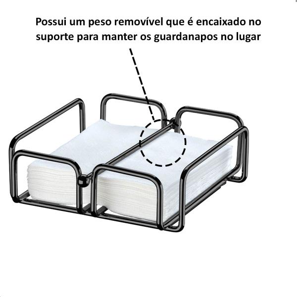 Imagem de Suporte Porta Guardanapos Grande de Mesa Aço Preto Onix